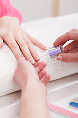 Image showing manicure making in beauty spa salon 