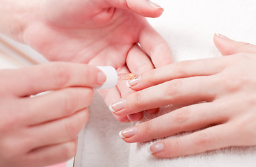 Image showing manicure making in beauty spa salon 