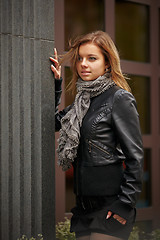 Image showing Beautiful girl in autumn coat