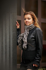 Image showing Beautiful girl in autumn coat