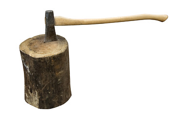 Image showing Axe and Log