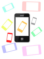 Image showing Modern mobile phone with color shadows