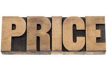 Image showing price word in wood type