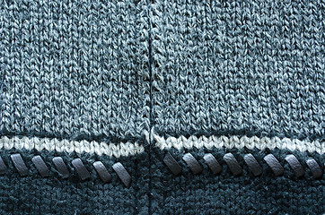 Image showing wool knit sweater leather stitch backdrop closeup 