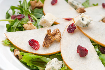 Image showing Fresh pears arugula gorgonzola cheese salad