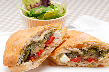 Image showing ciabatta panini sandwichwith vegetable and feta