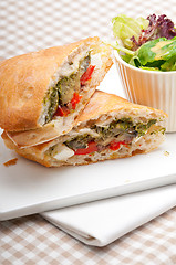 Image showing ciabatta panini sandwichwith vegetable and feta