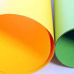 Image showing Rolls of colourful cardboard