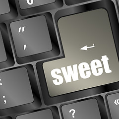 Image showing sweet word button on keyboard with soft focus