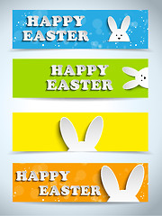 Image showing Happy Easter Rabbit Bunny Set of Banners