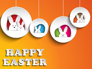 Image showing Happy Easter Rabbit Bunny on Orange Background