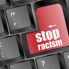 Image showing stop racism concept by keyboard keys