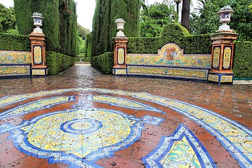 Image showing Alcazar gardens in Seville