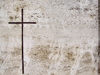 Image showing Stone tomb engraved cross