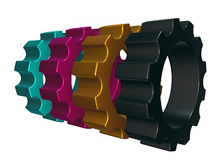 Image showing cmyk gear wheels