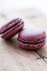 Image showing Macaroons on wooden table