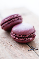 Image showing Macaroons on wooden table