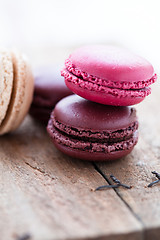 Image showing Macaroons on wooden table