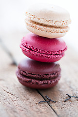 Image showing Macaroons on wooden table