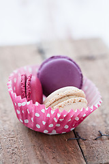 Image showing Macaroons on wooden table