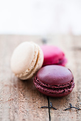 Image showing Macaroons on wooden table