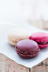 Image showing Macaroons on wooden table