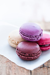 Image showing Macaroons on wooden table