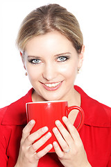 Image showing Woman with coffee