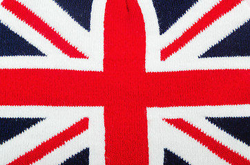Image showing knitted English flag, close-up 