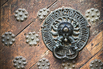 Image showing Door Knocker on the door of an old building 