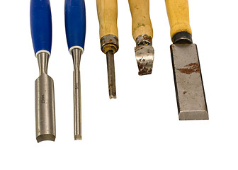 Image showing chisel graver carve tools collect isolated white 