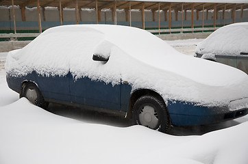 Image showing Car covered snow.