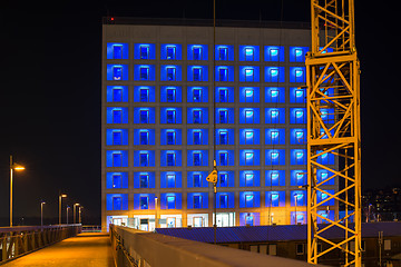 Image showing Construction site of Stuttgart 21 at night