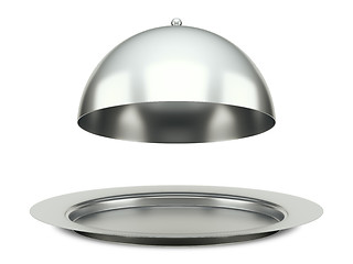 Image showing dining silver cloche platter