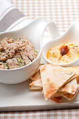 Image showing chicken taboulii couscous with hummus