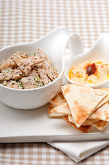 Image showing chicken taboulii couscous with hummus