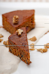 Image showing fresh healthy carrots and walnuts cake dessert