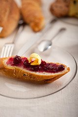 Image showing bread butter and jam 