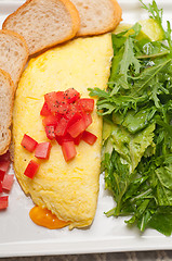 Image showing cheese ometette with tomato and salad