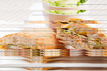 Image showing Italian ciabatta panini sandwich chicken