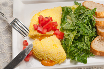 Image showing cheese ometette with tomato and salad