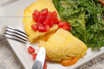 Image showing cheese ometette with tomato and salad