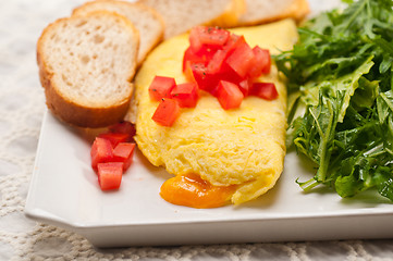 Image showing cheese ometette with tomato and salad