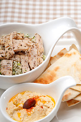 Image showing chicken taboulii couscous with hummus