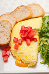 Image showing cheese ometette with tomato and salad