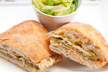 Image showing Italian ciabatta panini sandwich chicken