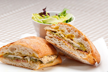 Image showing Italian ciabatta panini sandwich chicken