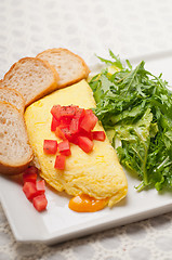 Image showing cheese ometette with tomato and salad