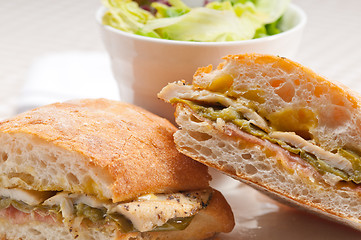 Image showing Italian ciabatta panini sandwich chicken