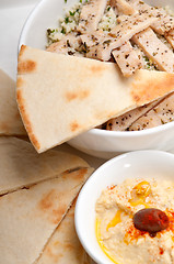 Image showing chicken taboulii couscous with hummus